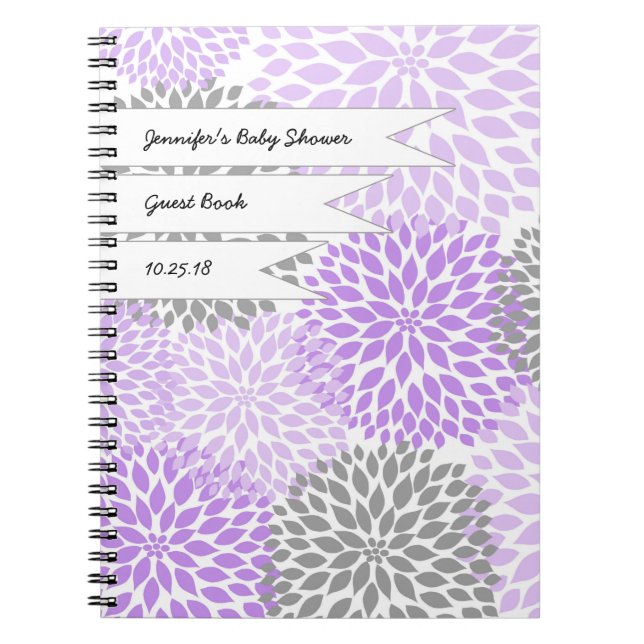Baby Bridal Shower Guest Book lavender grey (Front)