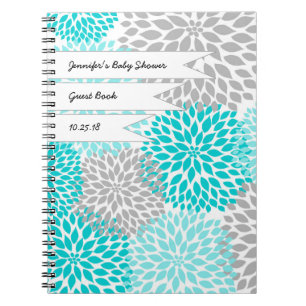 Baby Bridal Shower Guest Book turquoise grey