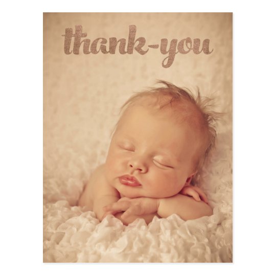 Baby Bronze Thank You Birth Announcement Photo Postcard