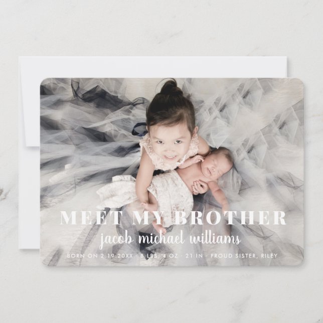 baby brother Birth Announcement Card (Front)