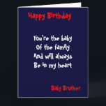 Baby brother Birthday Card<br><div class="desc">Birthday cards with dedication to  baby brother</div>
