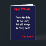 Baby brother Birthday Card<br><div class="desc">Birthday cards with dedication to  baby brother</div>