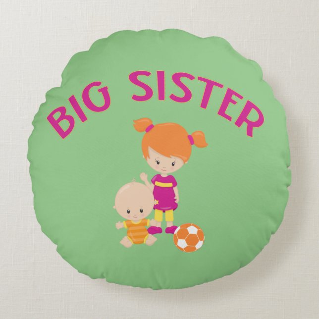 Baby Brother with Big Sister Round Pillow (Front)