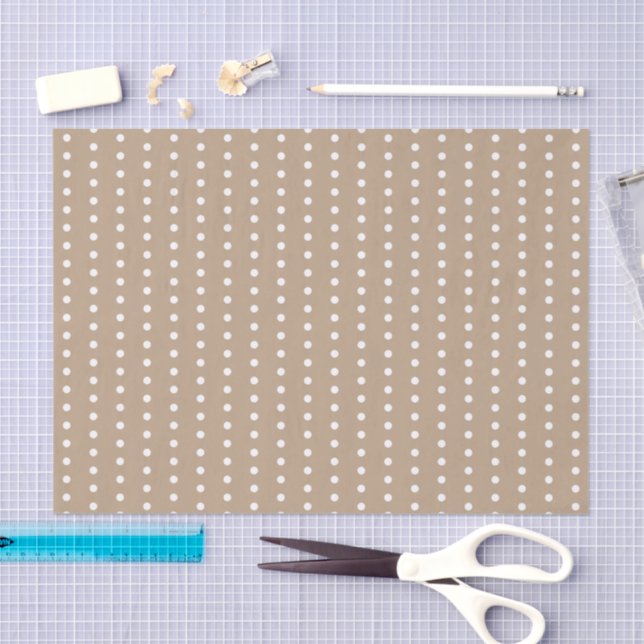 Baby brown and white polka dots tissue paper (Craft)