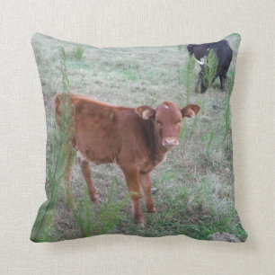 Baby Brown Cow. Throw Pillow