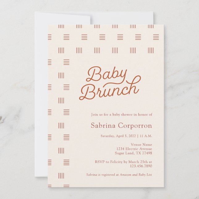 Baby Brunch | Minimalist Boho  Invitation (Front)