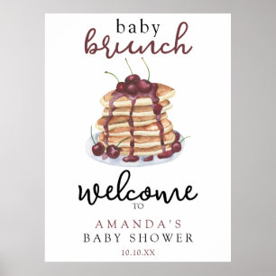 Baby Brunch Pancakes Sweet Cherry Baby Shower Poster