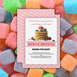 Baby & Brunch Pink Strawberry Pancakes Baby Shower Enclosure Card