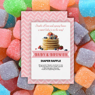 Baby & Brunch Pink Strawberry Pancakes Baby Shower Enclosure Card