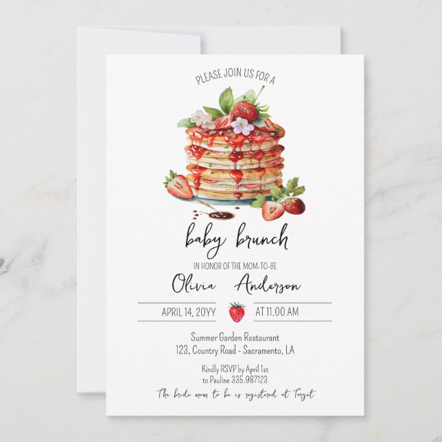 Baby Brunch Shower pancake Invitation (Front)