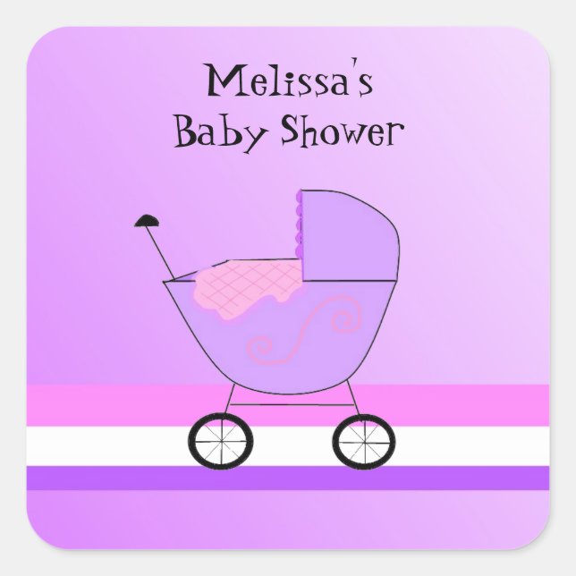 Baby Buggy Baby Shower Sticker (Front)