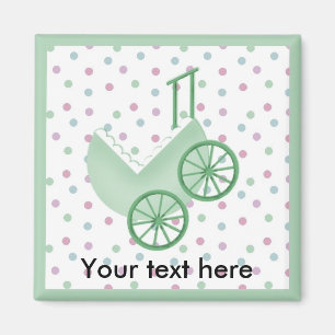 Baby Buggy Green Magnet