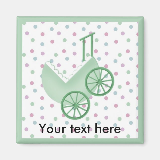 Baby Buggy Green Magnet (Front)
