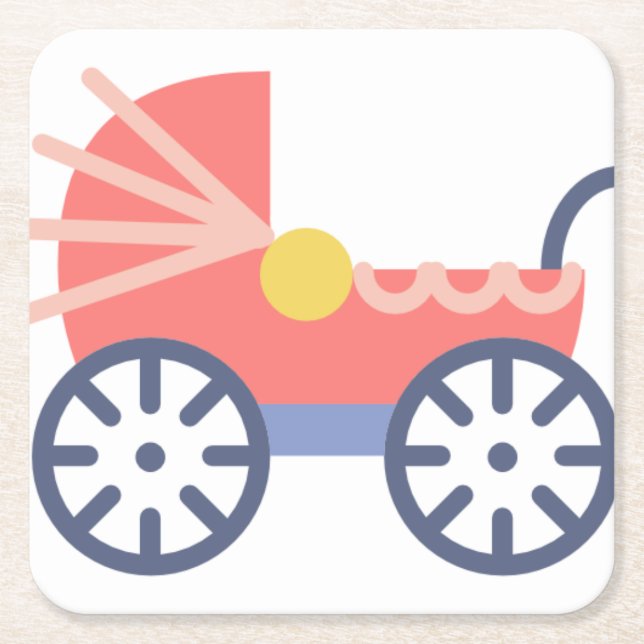 baby buggy square paper coaster (Front)