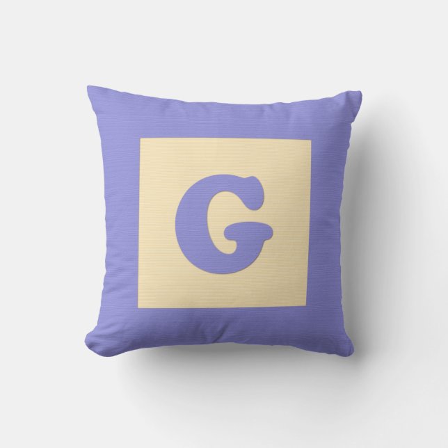 Baby building block throw pIllow letter G (blue) (Front)