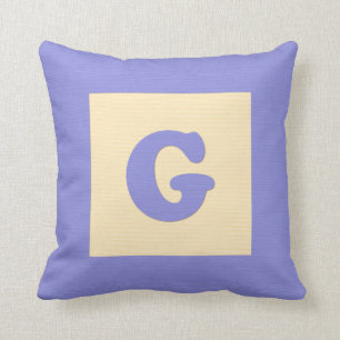 Baby building block throw pIllow letter G (blue)