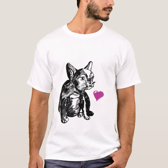 Baby Bulldog Chien Coeur Homme T-shirt de base, Bl (Devant)