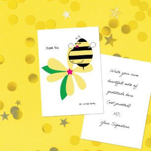Baby Bump Mom Bee Yellow Flower Thank You Card