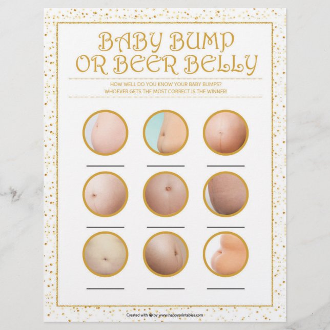 Baby Bump Or Beer Belly [Golden Sparkles] Letterhead (Front)
