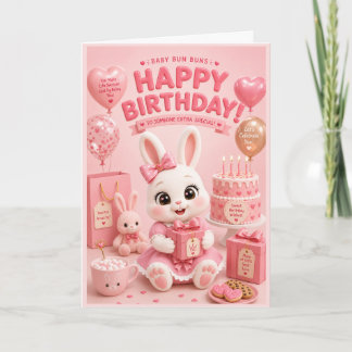 Baby Bun Buns Birthday Card for Girls f/ Mochi