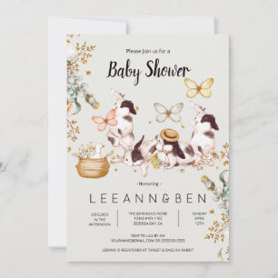 Baby Bunnies Rustic Country Baby Shower Invitation