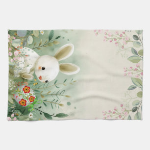BABY BUNNY AND EASTER EGG KITCHEN TOWEL