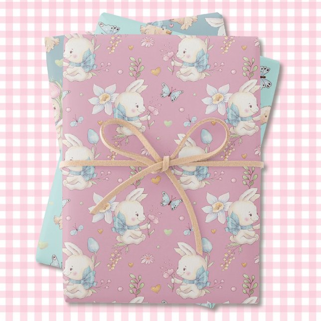 Baby Bunny Baby Shower 3 Giftwrap Wrapping Paper Sheet (Creator Uploaded)