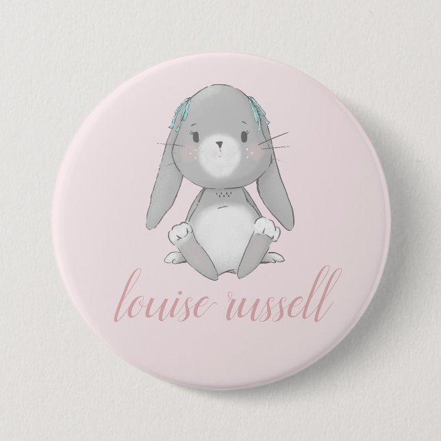 baby bunny baby shower 3 inch round button (Front)