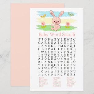 Baby bunny Baby Shower Word Search Game