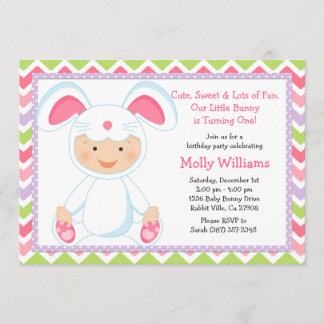 Baby Bunny Birthday Party Invitation