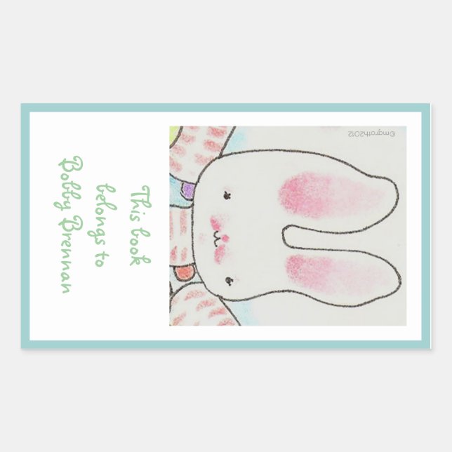Baby bunny bookplate sticker (Front)