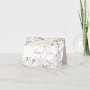baby bunny floral baby shower thank you card