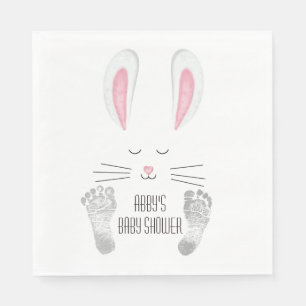 Baby Bunny Footprints Baby Shower Napkin
