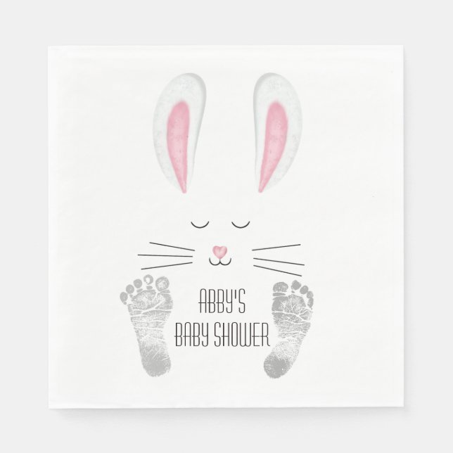 Baby Bunny Footprints Baby Shower Napkin (Front)