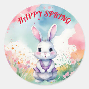 Baby Bunny in Spring  Classic Round Sticker