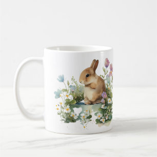 Baby Bunny Rabbit in Flower Pot  Coffee Mug