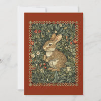 Baby Bunny Rabbit in William Morris Style Garden