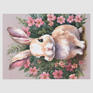 Baby Bunny Rabbit Pink Flowers Tissue Paper