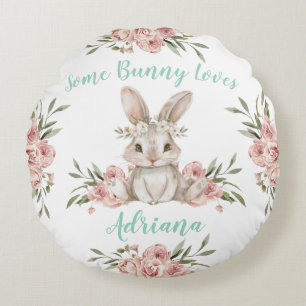 Baby Bunny Some Bunny Loves You Round Pillow