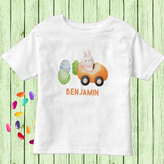 Baby Bunny with Easter Eggs Personalized  Toddler T-shirt