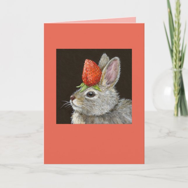 baby bunny with strawberry card (Front)