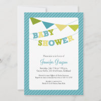 Baby Bunting Baby Shower Invitation in Aqua