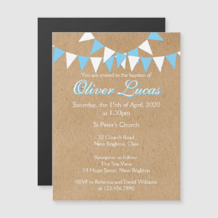 Baby Bunting Blue Baptism Christening Invitation