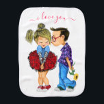 Baby Burp Cloth with Couple Love - I Love You<br><div class="desc">Sweet Romantic Couple - Love - I Love You - Kiss Cute Boy and Girl - Fun Painting - Choose / Add Your Unique Text / Name / Colour - Make Your Special Gift - Resize and move or remove / add elements - image / text with customization tool. Painting...</div>