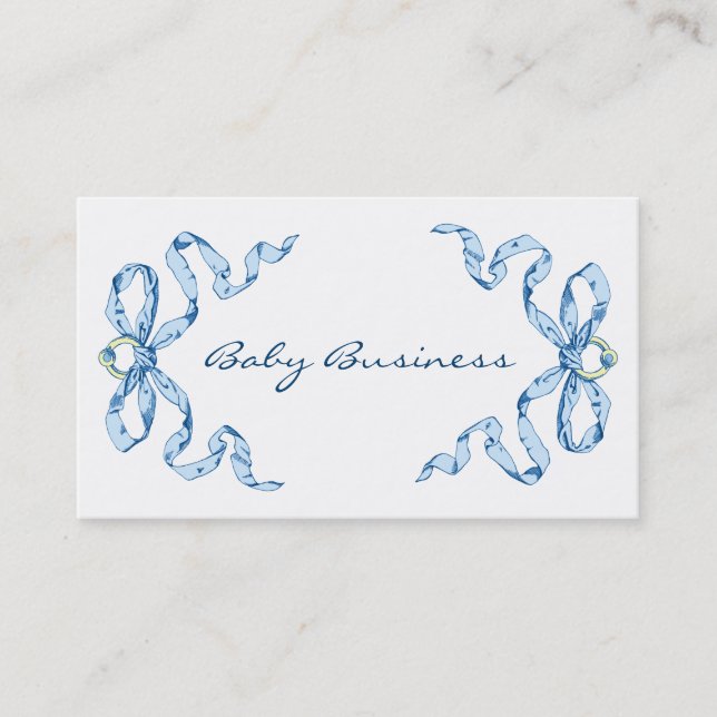 Baby Business Blue Bows Business Cards (Front)