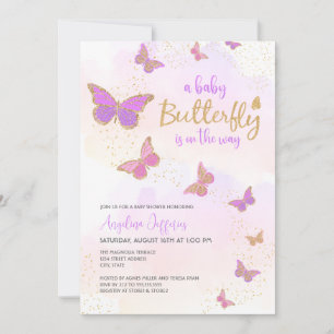 Baby Butterfly On the Way Baby Shower Invitation