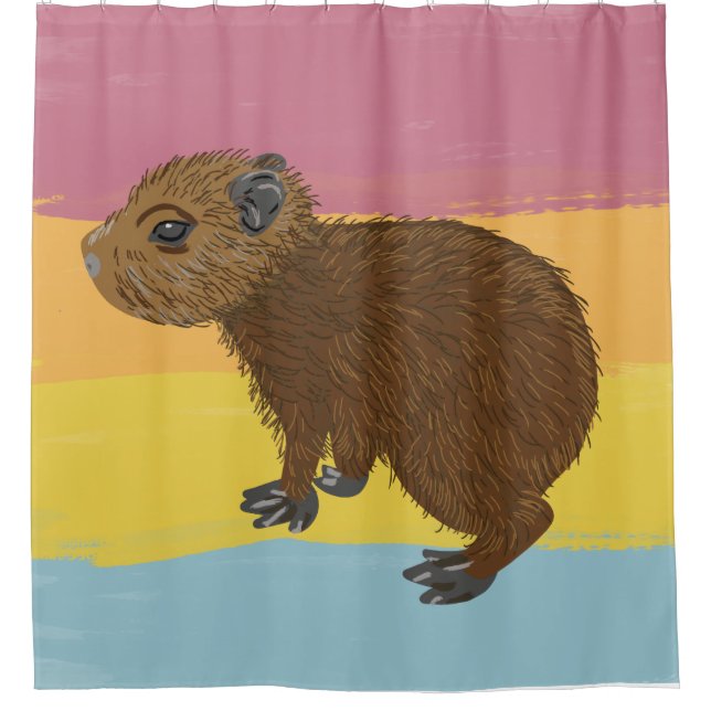 Baby Capybara Cute Illustration Colorful Striped (Front)