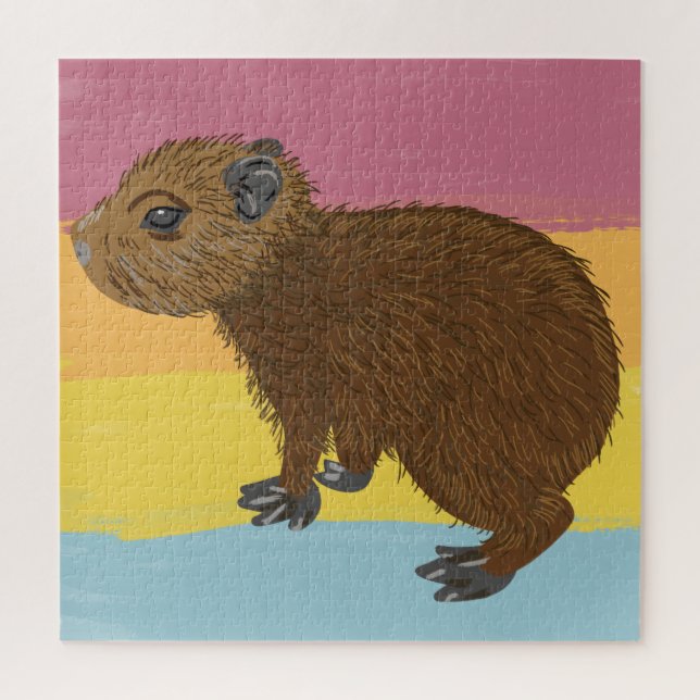 Baby Capybara Painted Illustration Jigsaw Puzzle (Vertical)