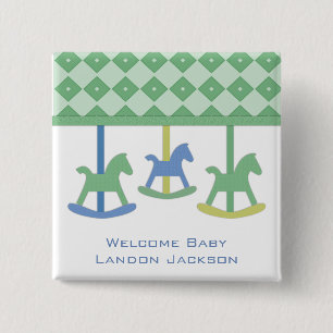 Baby Carousel Collection 2 Inch Square Button