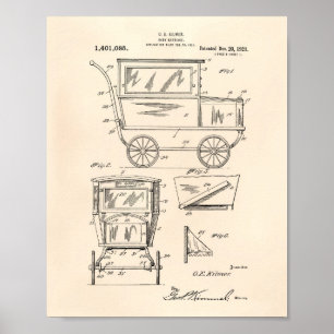 Baby Carriage 1921 Patent Art - Old Peper Poster